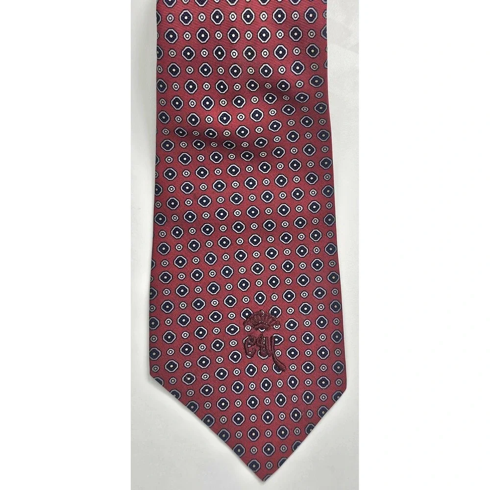 Vintage Woolf Brothers Countess Mara Tie Geometric Logo Red Black Blue Irregular